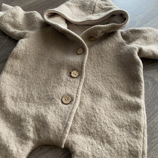 Vlnený overal Rust baby design hnedý 3-6m