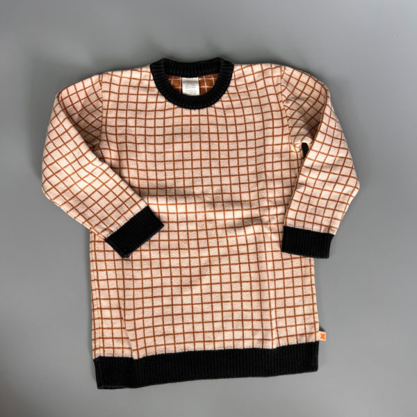 TinyCottons merino sveter hnedá mriežka 2-4 roky